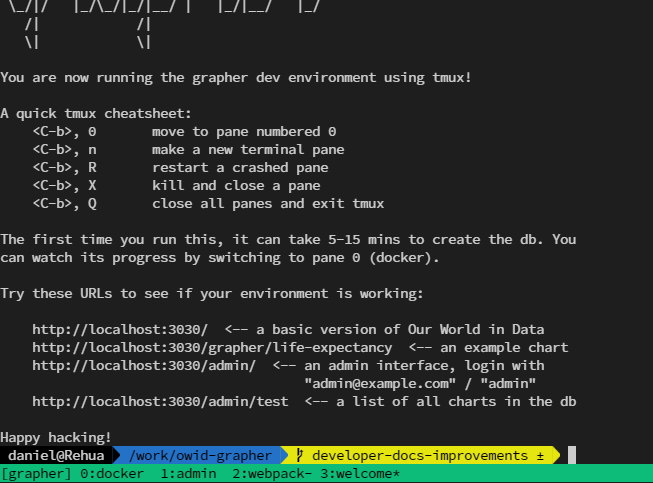Terminal screenshot of the running system